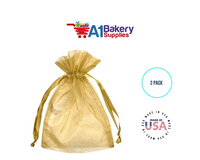 Gold Organza Fabric Gift Bags – Pack of 2 with Size 22.5 x 25 inch by A1 Bakery Supplies