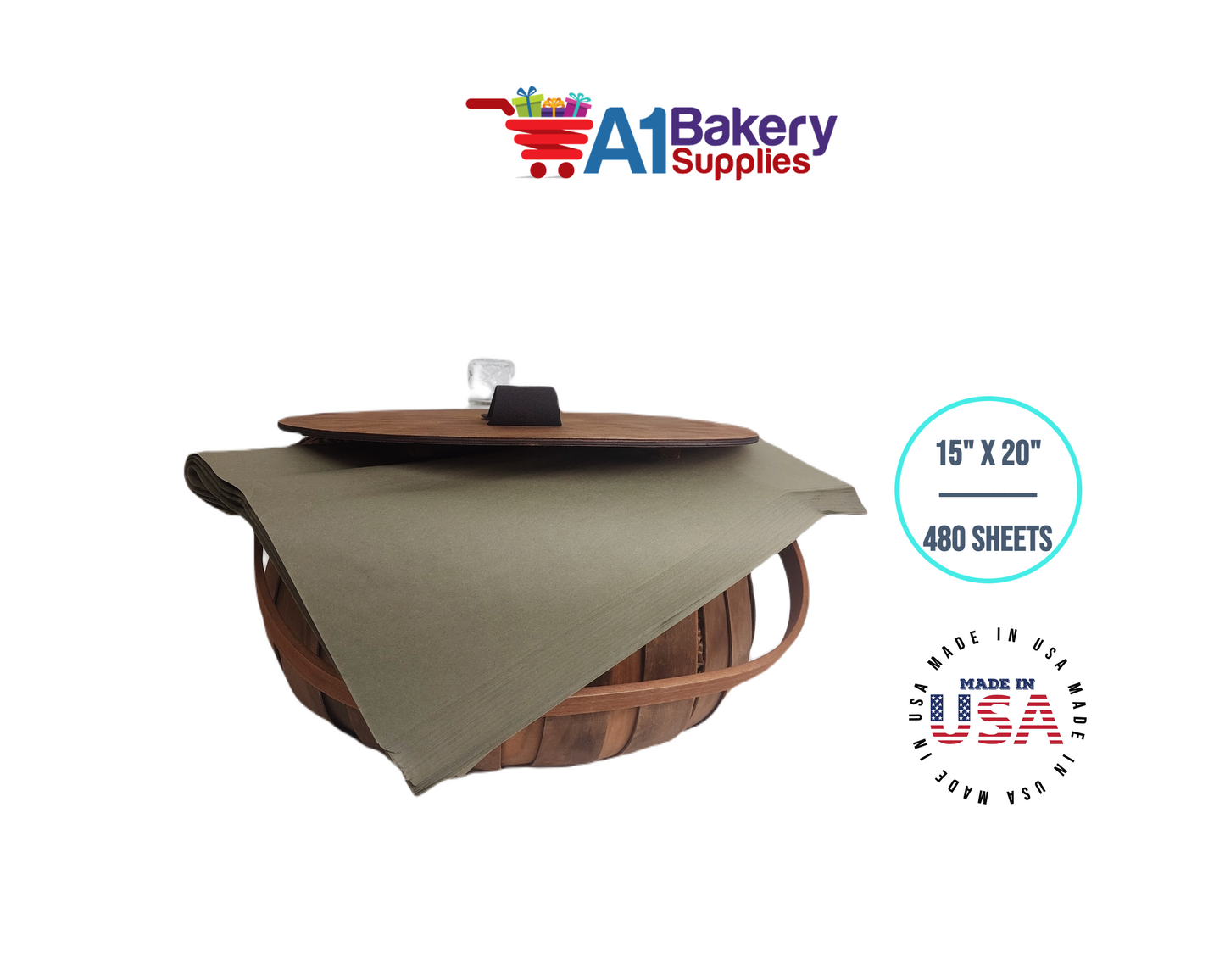 Tapestry Green Tissue Paper Squares, Bulk 480 Sheets, Premium Gift Wrap and Art Supplies for Birthdays, Holidays, or Presents by A1BakerySupplies, Large 15 Inch x 20 Inch