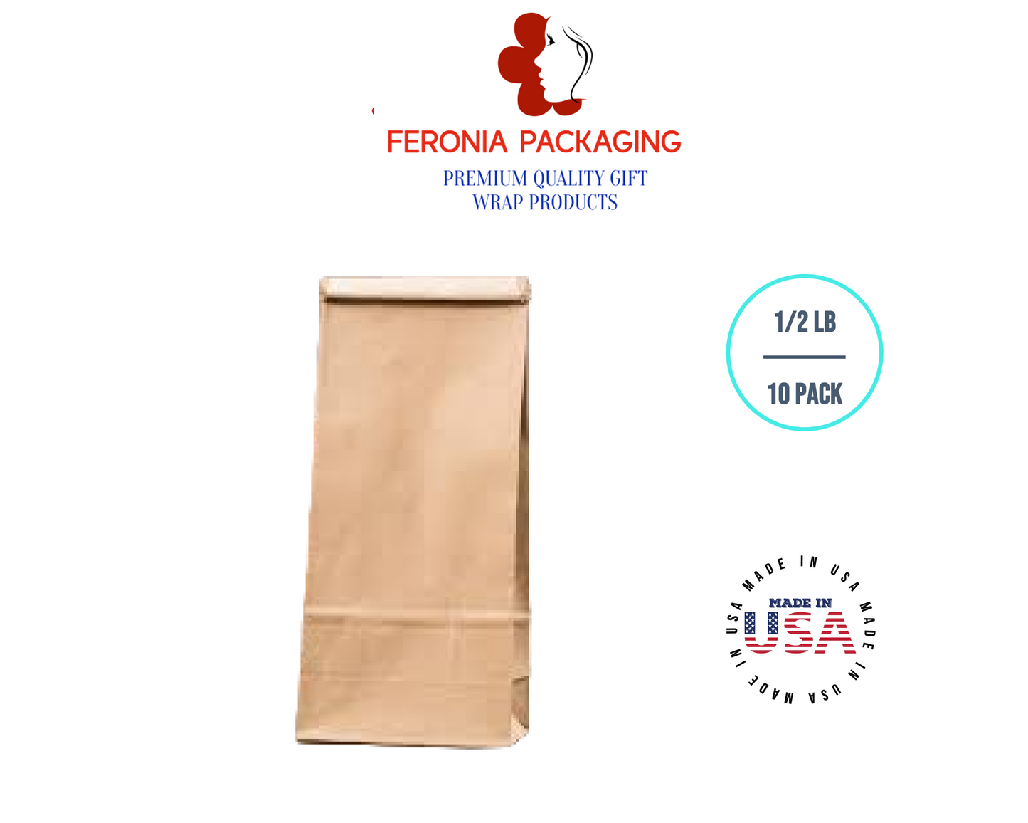 1/2 LB Kraft Poly-Lined Reclosable Tin Tie Bags Without Window - 10 Pack