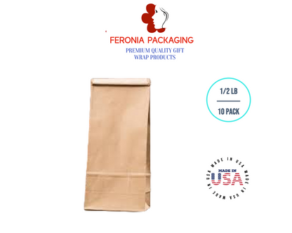 1/2 LB Kraft Poly-Lined Reclosable Tin Tie Bags Without Window - 10 Pack
