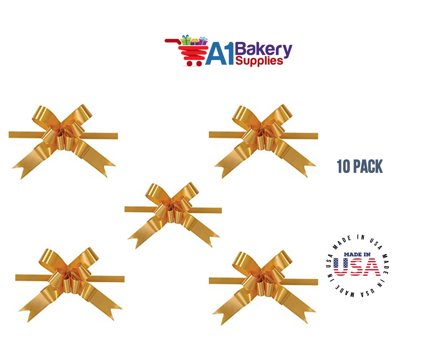 Gold 4" Butterfly pull bows of 10 Pack by A1 Bakery supplies