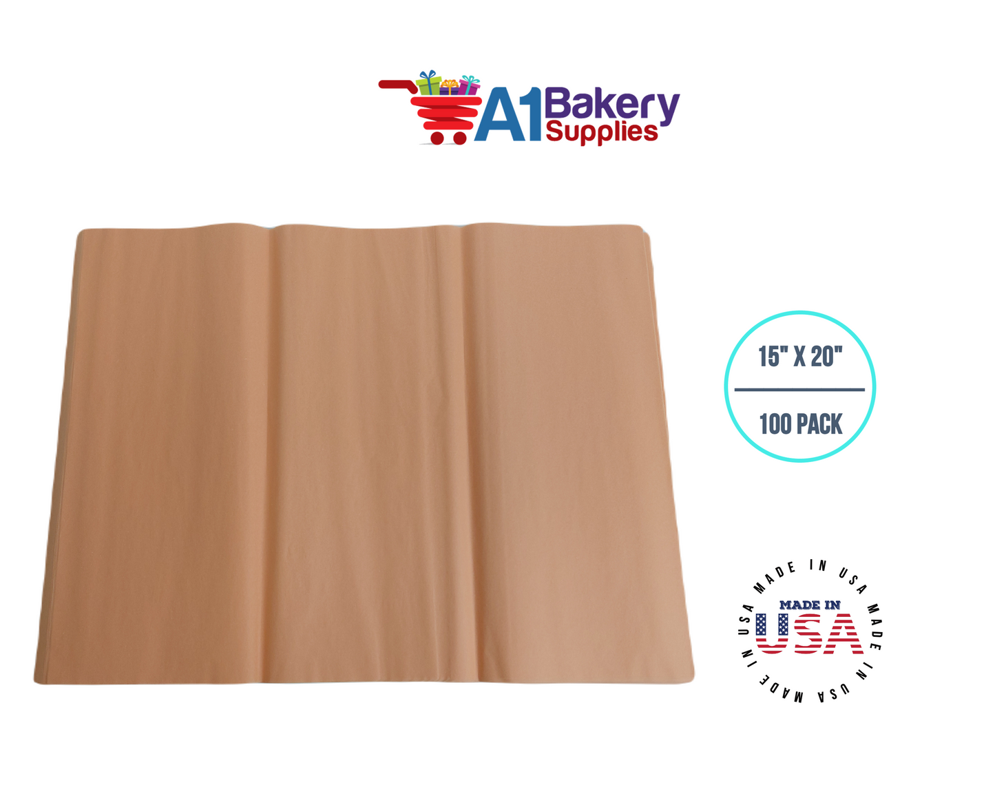 Peach Tissue Paper Squares Bulk 100 Sheets Premium Gift Wrap and Art Supplies for Birthdays Holidays or Presents by A1 Bakery Supplies Large 15 Inch x 20 Inch