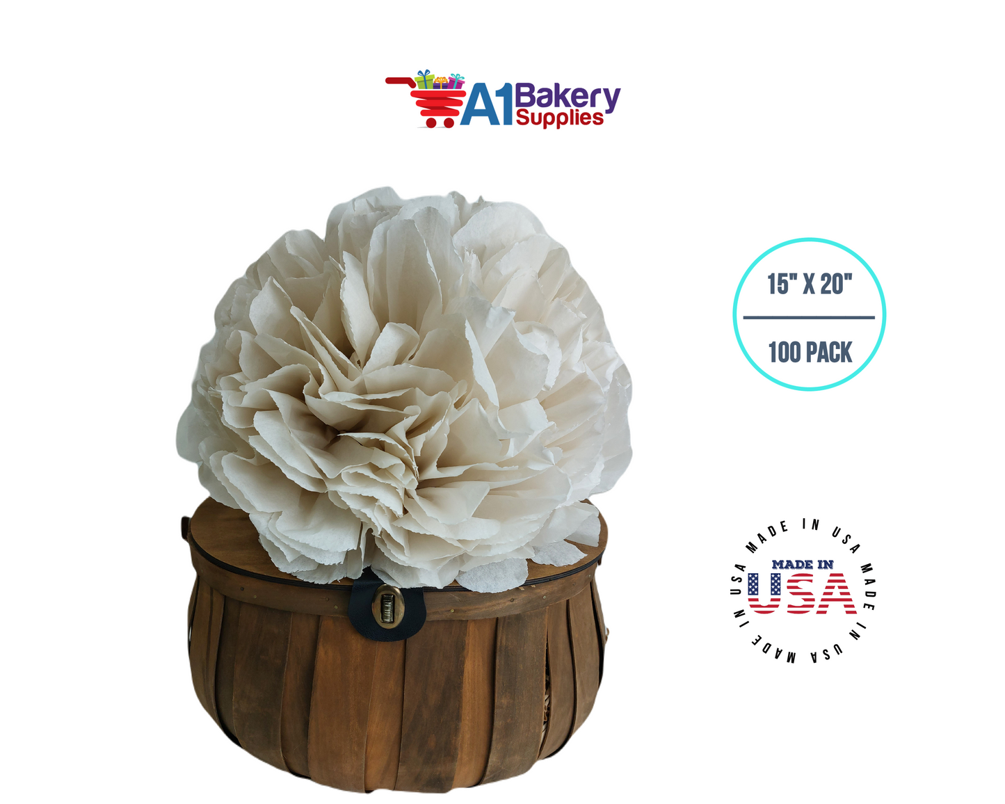 OatMeal Tissue Paper Squares, Bulk 100 Sheets, Premium Gift Wrap and Art Supplies for Birthdays, Holidays, or Presents by A1BakerySupplies, Large 15 Inch x 20 Inch