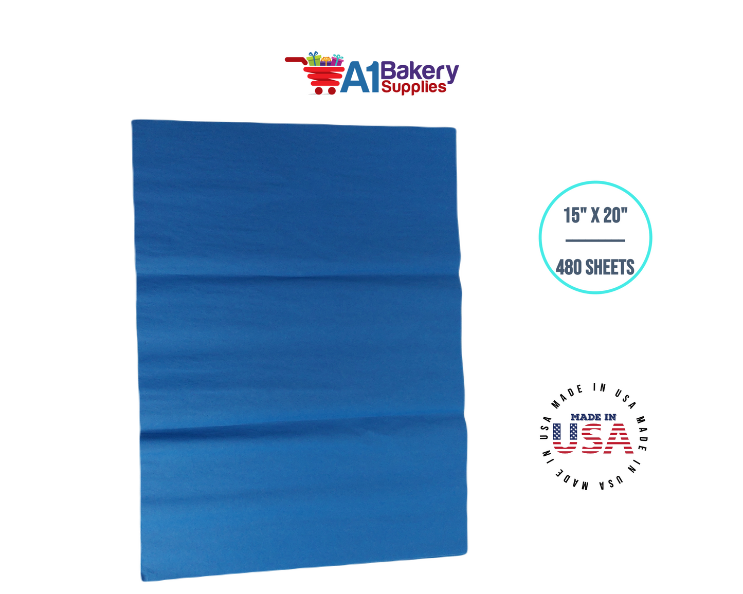 Dark Blue High Quality Gift Wrap Color Tissue Paper - Premium Quality Paper Made in USA 15 Inch x 20 Inch- 480 Sheets per Pack