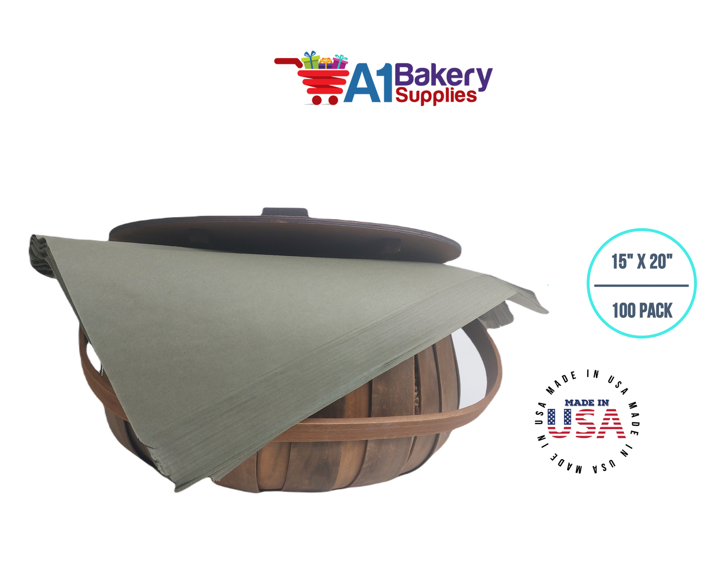 Tapestry Green Tissue Paper Squares, Bulk 100 Sheets, Premium Gift Wrap and Art Supplies for Birthdays, Holidays, or Presents by A1BakerySupplies, Medium 15 Inch x 20 Inch