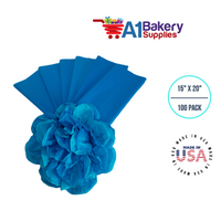 Brilliant Blue Color Tissue Paper 15 Inch x 20 Inch - 100 Sheets