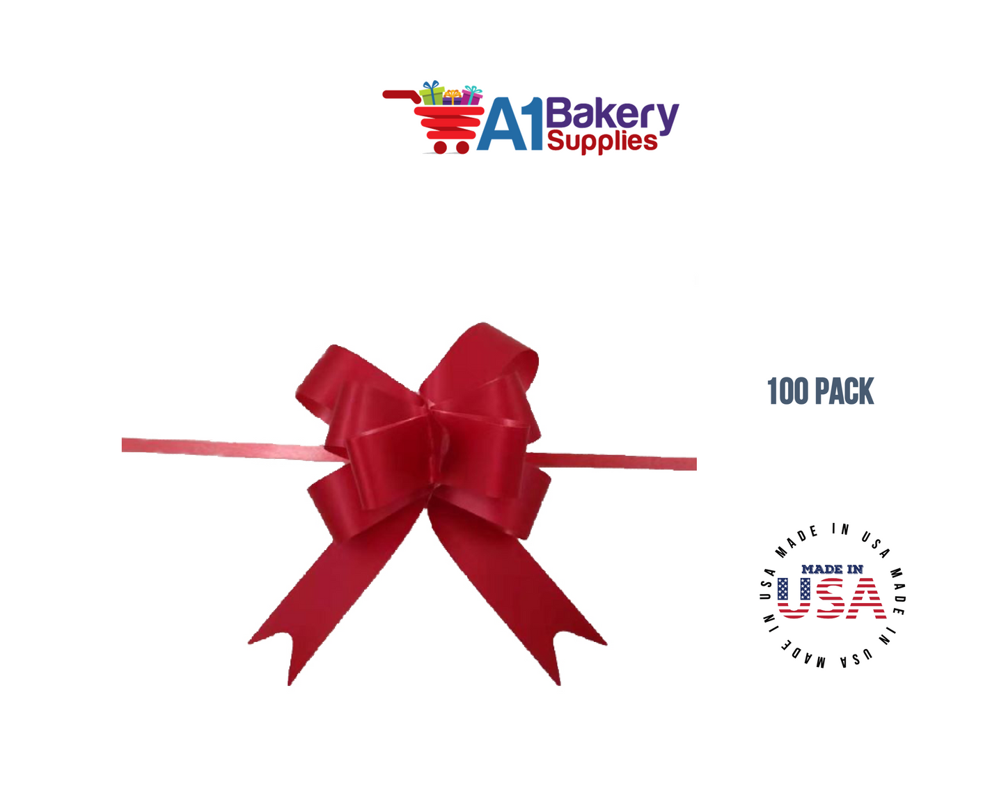 Hot Red 4" Butterfly pull bows of 100 Pack by A1 Bakery supplies