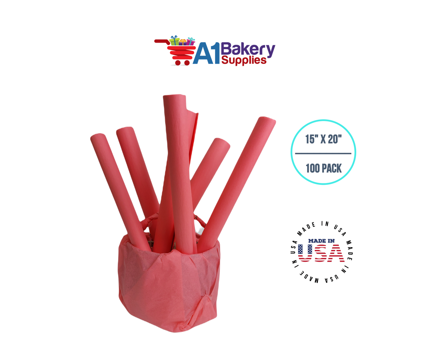 Coral Pink Color Gift Wrap Tissue Paper 15 Inch x 20 Inch - 100 Sheets Pack