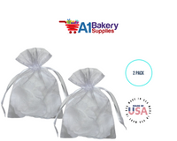 White Organza Fabric Gift Bags – Pack of 2 with Size 22.5 x 25 inch by A1 Bakery Supplies