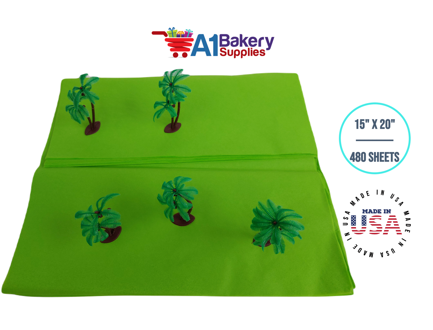 Bright Lime High Quality Gift Wrap Color Tissue Paper - Made in USA 15 Inch x 20 Inch - 480 Sheets per Pack