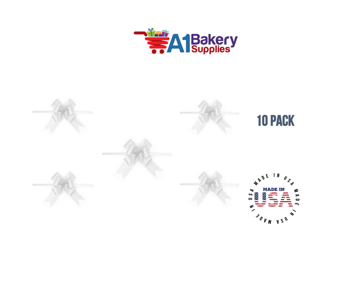 White 4" Butterfly pull bows of 10 Pack by A1 Bakery supplies