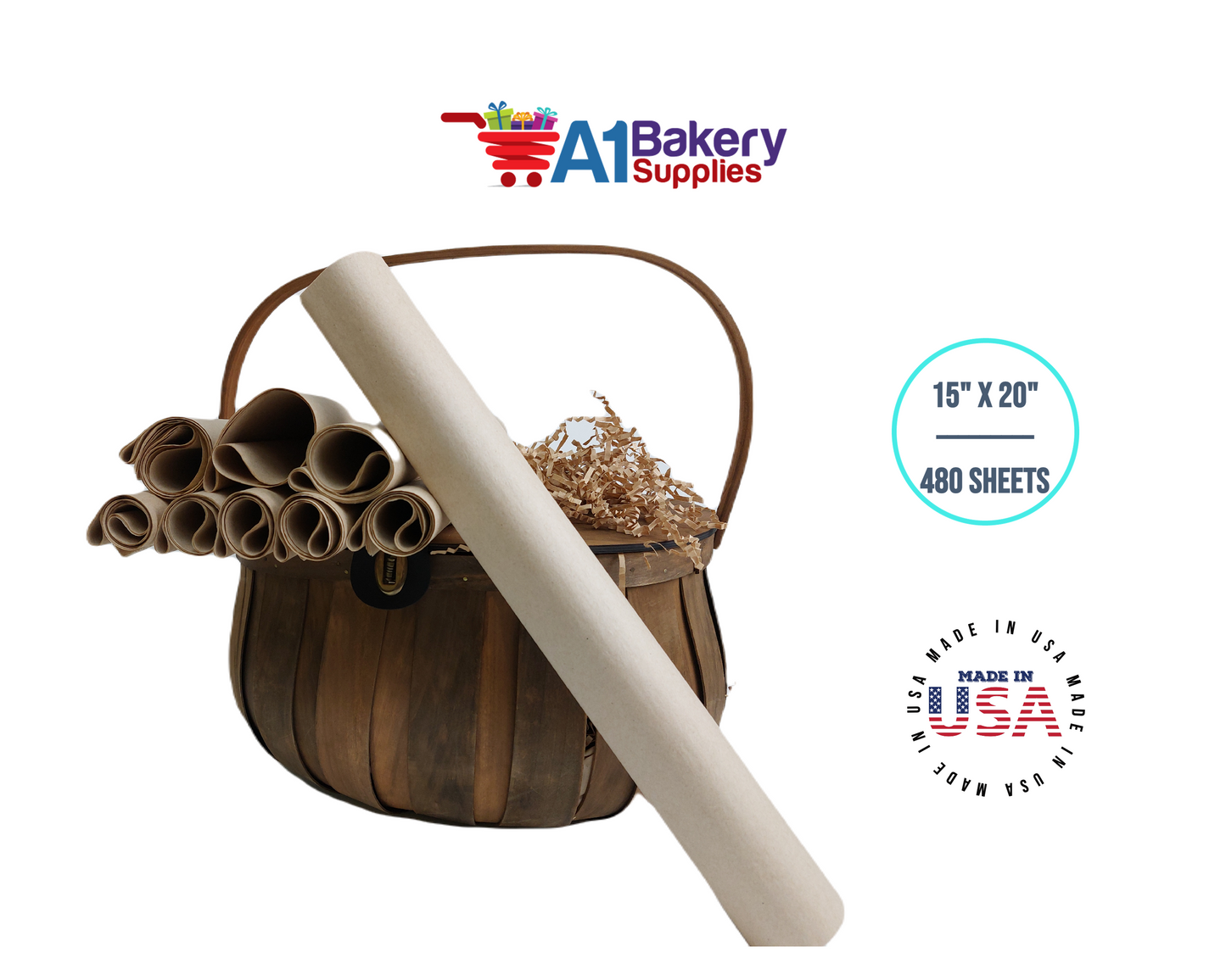 Desert Tan  Tissue Paper Squares, Bulk 480 Sheets, Premium Gift Wrap and Art Supplies for Birthdays, Holidays, or Presents by A1BakerySupplies, Large 15 Inch x 20 Inch