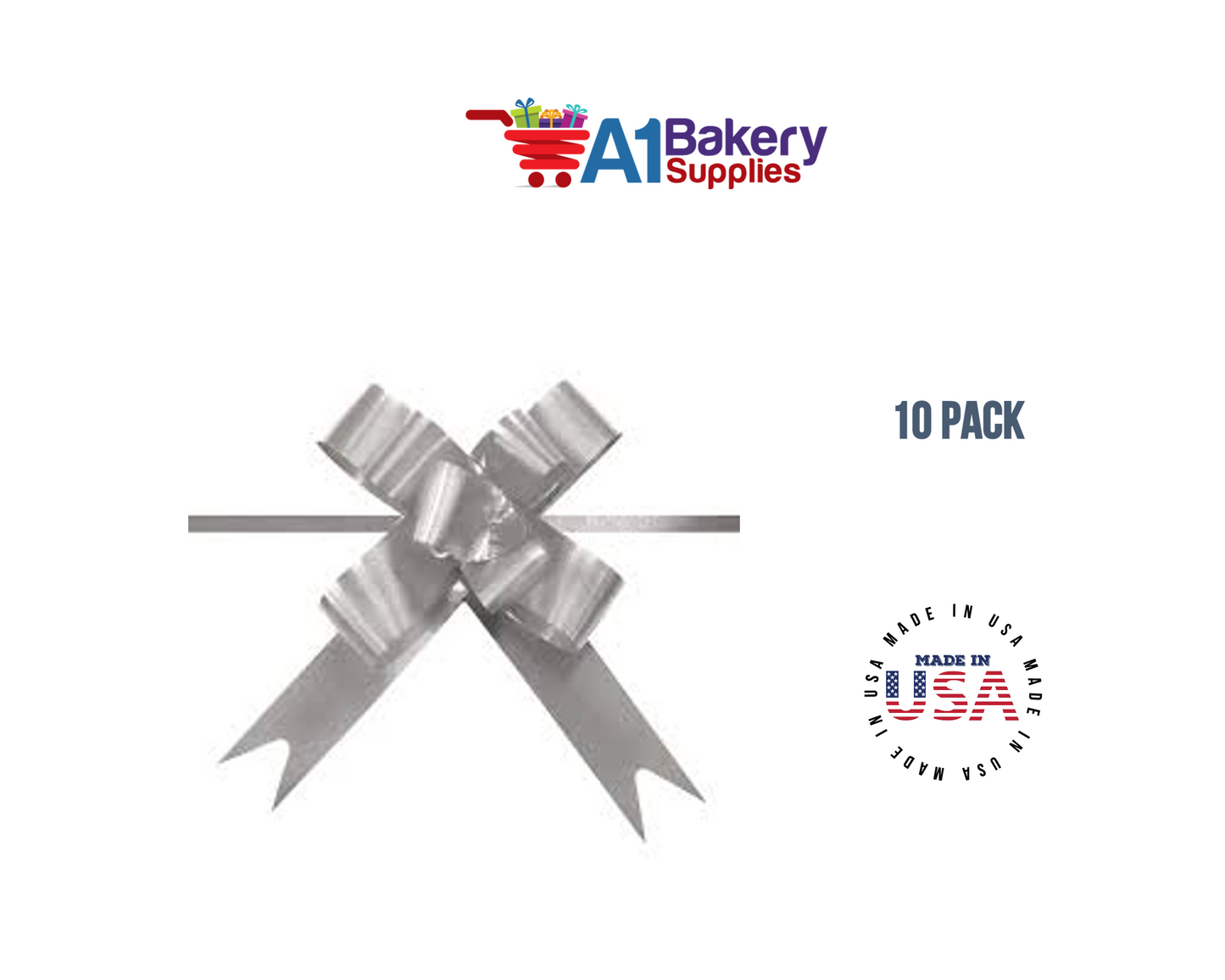 Silver 4" Butterfly pull bows of 10 Pack by A1 Bakery supplies