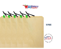Kraft Brown Flat Paper Merchandise Bags 10 pack by A1 Bakery Supplies (12x15)