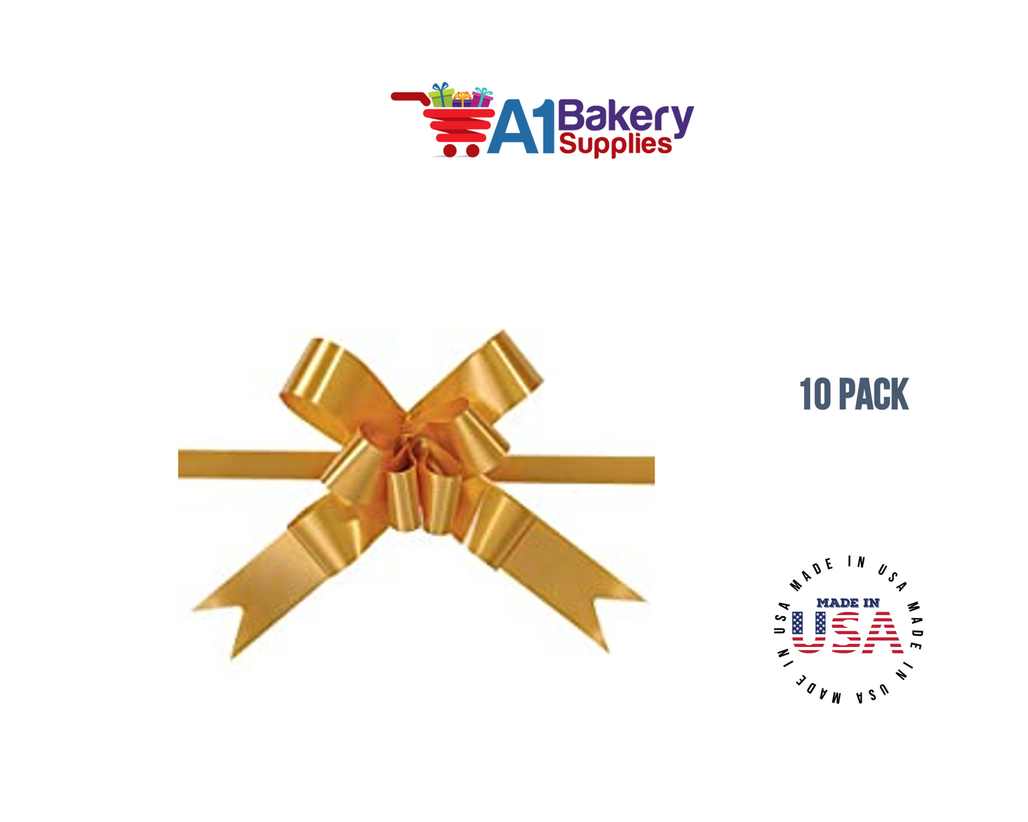 Gold 4" Butterfly pull bows of 10 Pack by A1 Bakery supplies