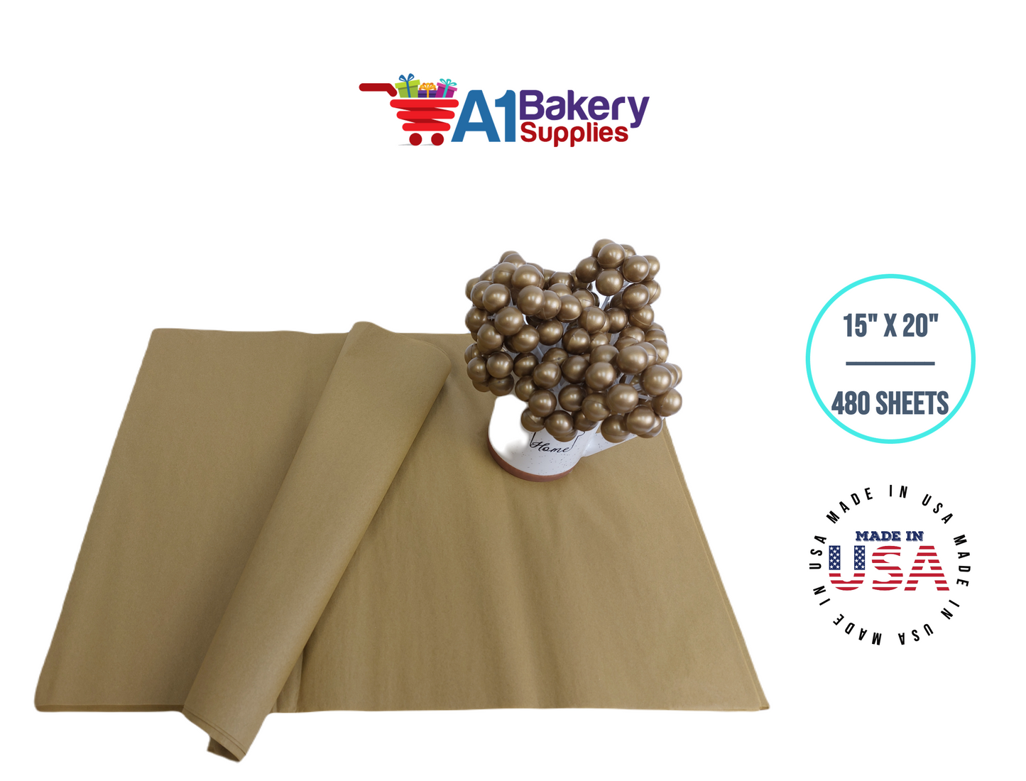 Antique Gold Gift Wrap Tissue Paper 15 Inch x 20 Inch - 480 Sheets Pack