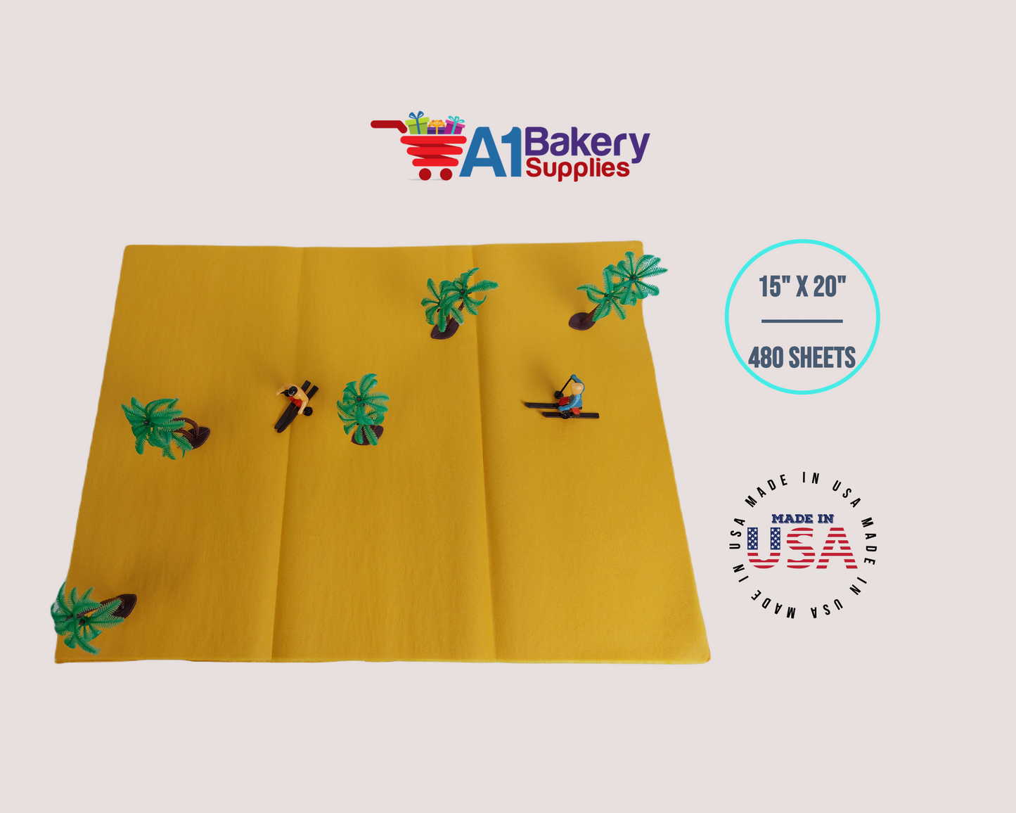 Goldenrod Tissue Paper Squares, Bulk 480 Sheets, Premium Gift Wrap and Art Supplies for Birthdays, Holidays, or Presents by A1BakerySupplies, Large 15 Inch x 20 Inch