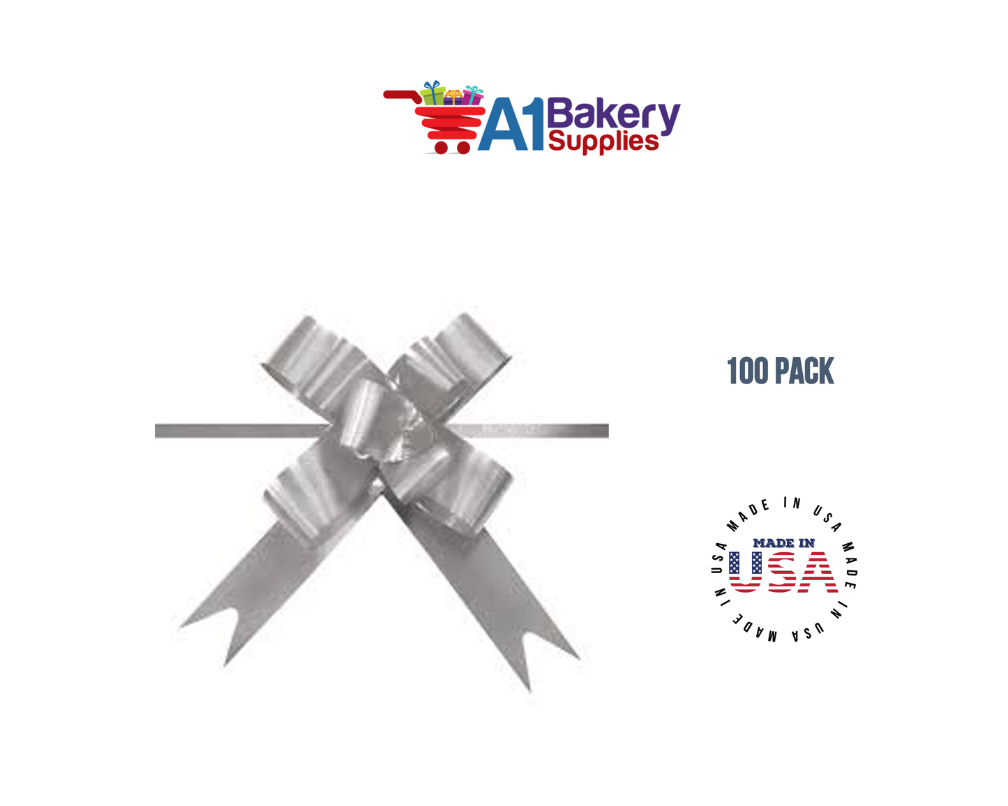 Silver 4" Butterfly pull bows of 100 Pack by A1 Bakery supplies