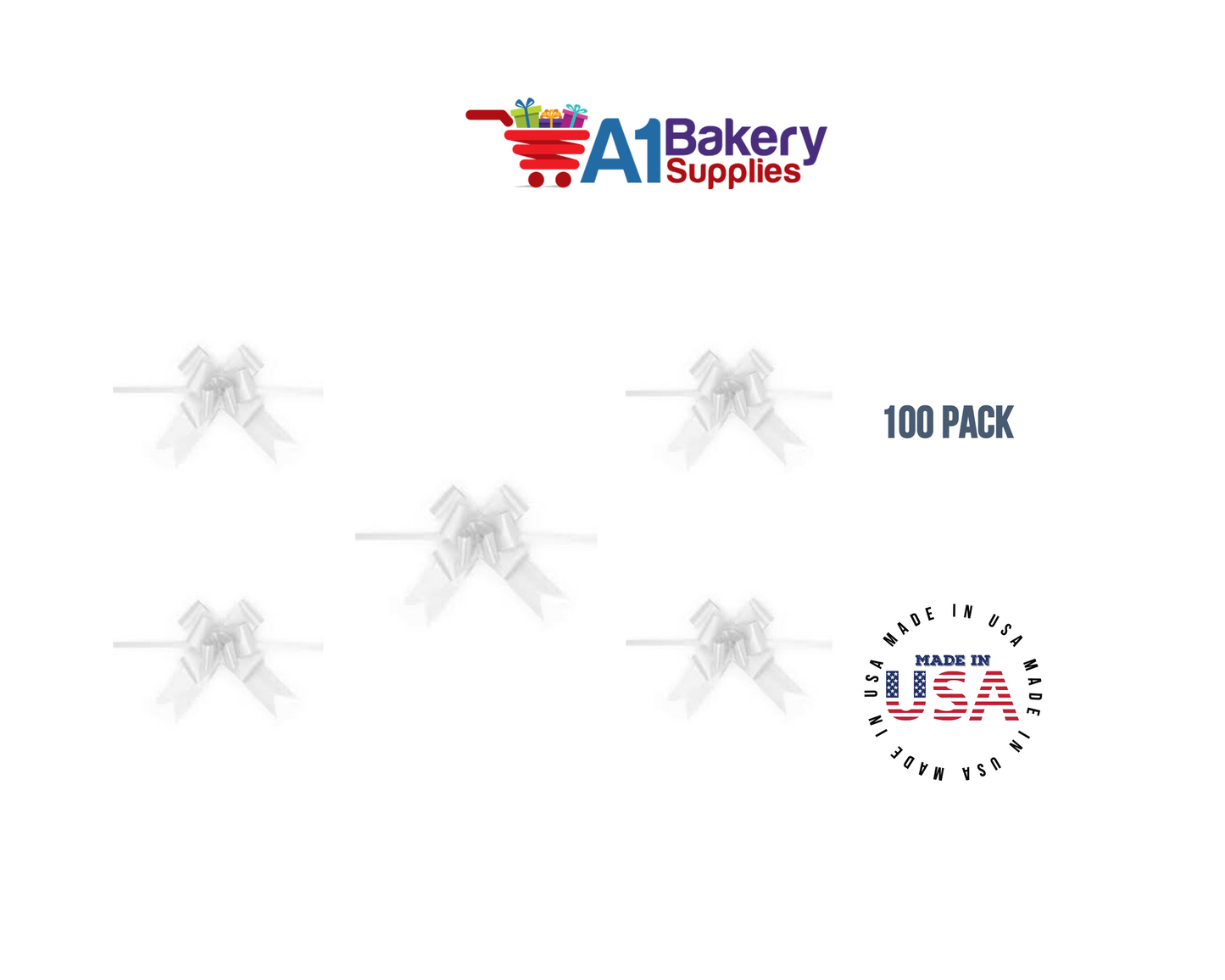 White 4" Butterfly pull bows of 100 Pack by A1 Bakery supplies