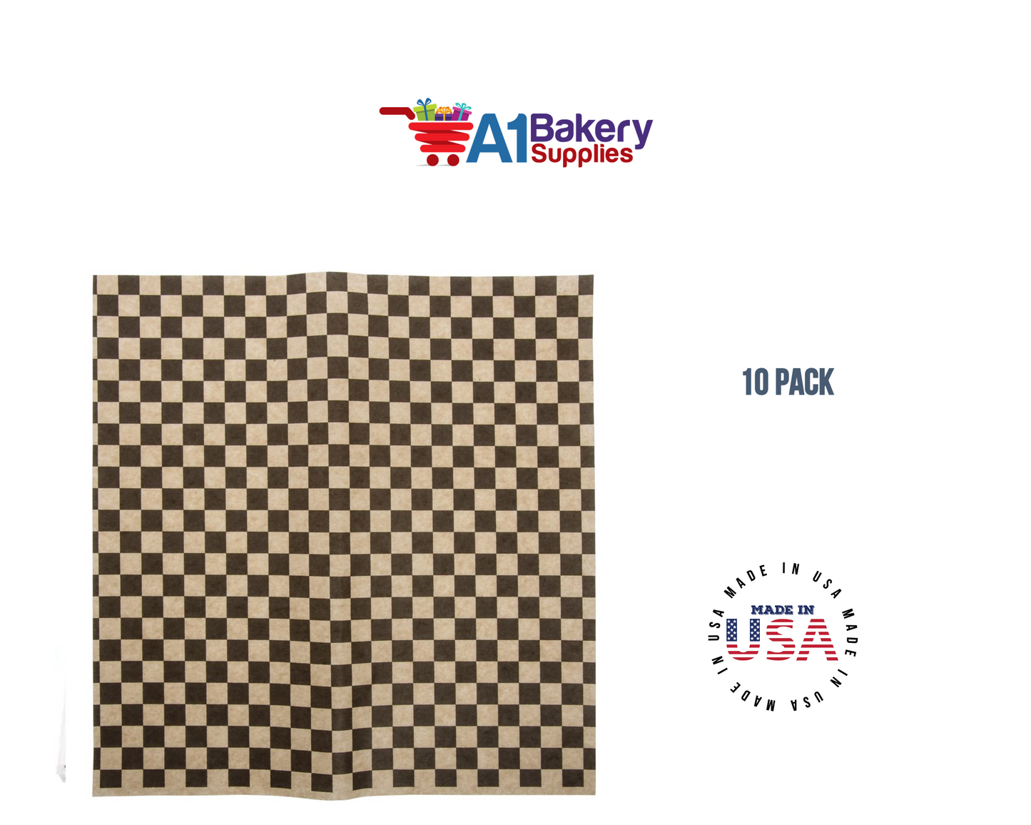 Deli Sandwich Wraps Basket Liners and Food Wrapping Liner Papers by A1 Bakery supplies of 10 pack (Kraft Black)