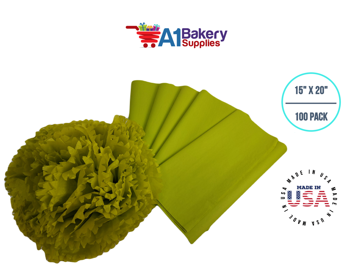 Citrus green Tissue Paper 15 Inch x 20 Inch - 100 Sheets