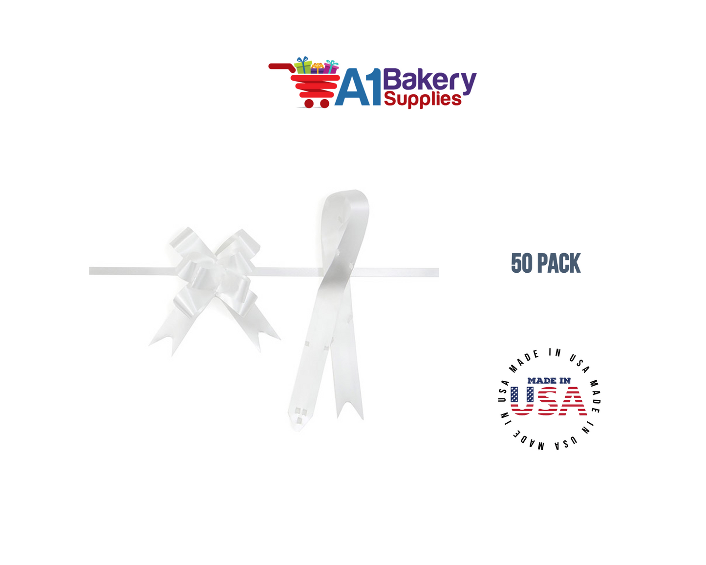 White 4" Butterfly pull bows of 50 Pack by A1 Bakery supplies