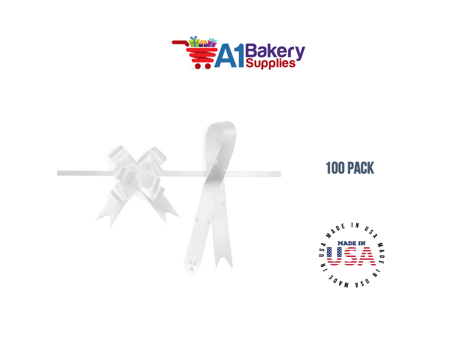 White 4" Butterfly pull bows of 100 Pack by A1 Bakery supplies