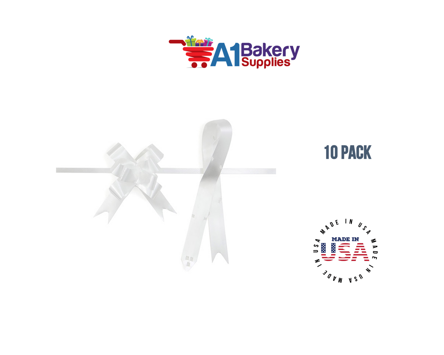 White 4" Butterfly pull bows of 10 Pack by A1 Bakery supplies