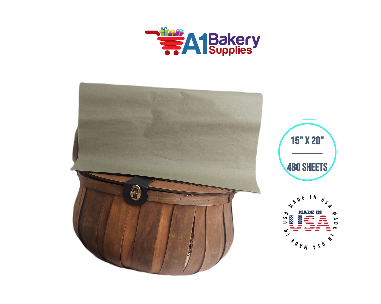 Tapestry Green Tissue Paper Squares, Bulk 480 Sheets, Premium Gift Wrap and Art Supplies for Birthdays, Holidays, or Presents by A1BakerySupplies, Large 15 Inch x 20 Inch