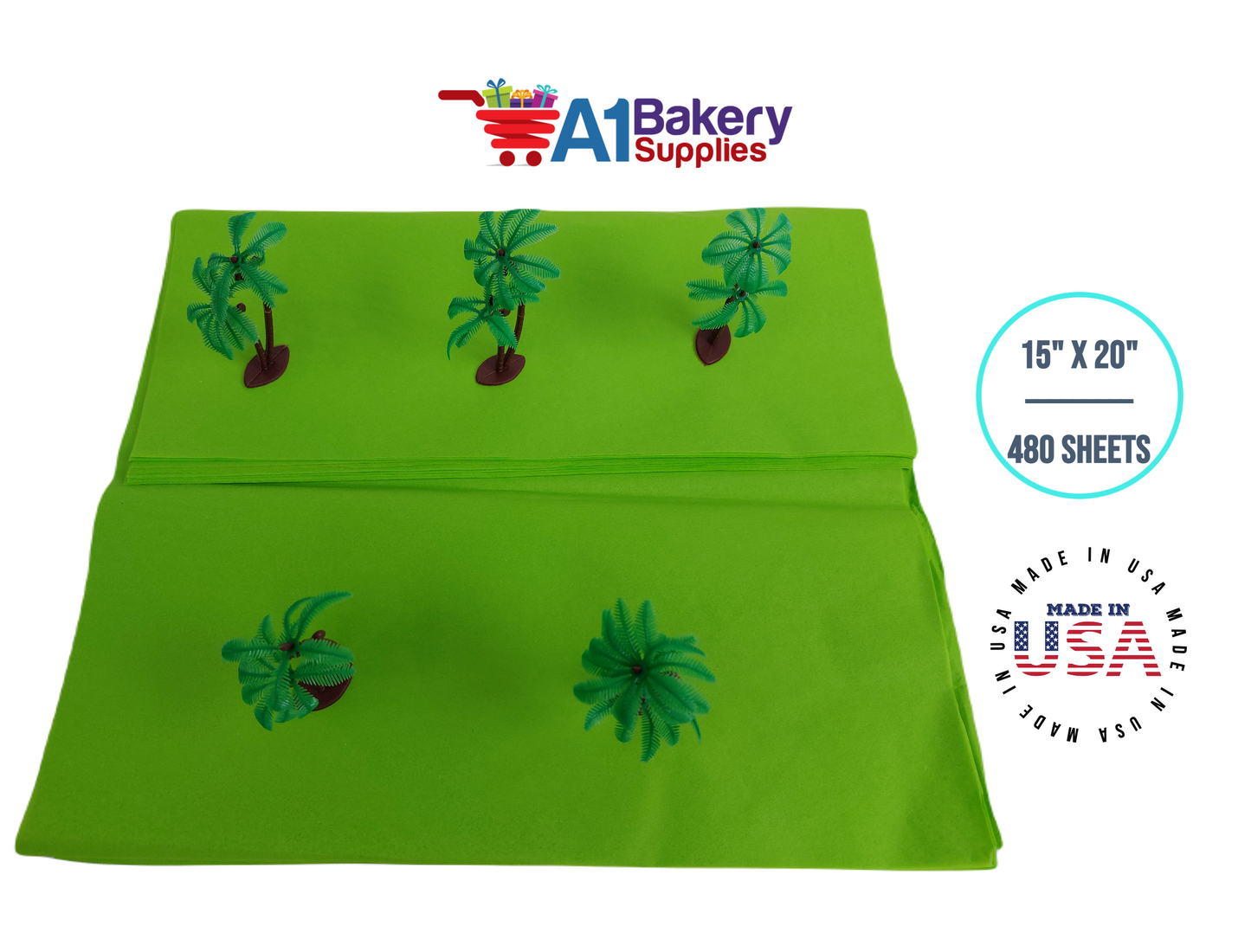 Bright Lime High Quality Gift Wrap Color Tissue Paper - Made in USA 15 Inch x 20 Inch - 480 Sheets per Pack