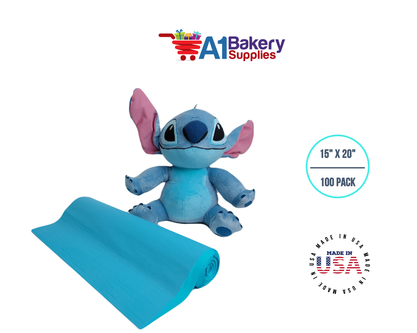 Oxford Blue Tissue Paper Squares, Bulk 100 Sheets, Premium Gift Wrap and Art Supplies for Birthdays, Holidays, or Presents by A1BakerySupplies, Medium 15 Inch x 20 Inch