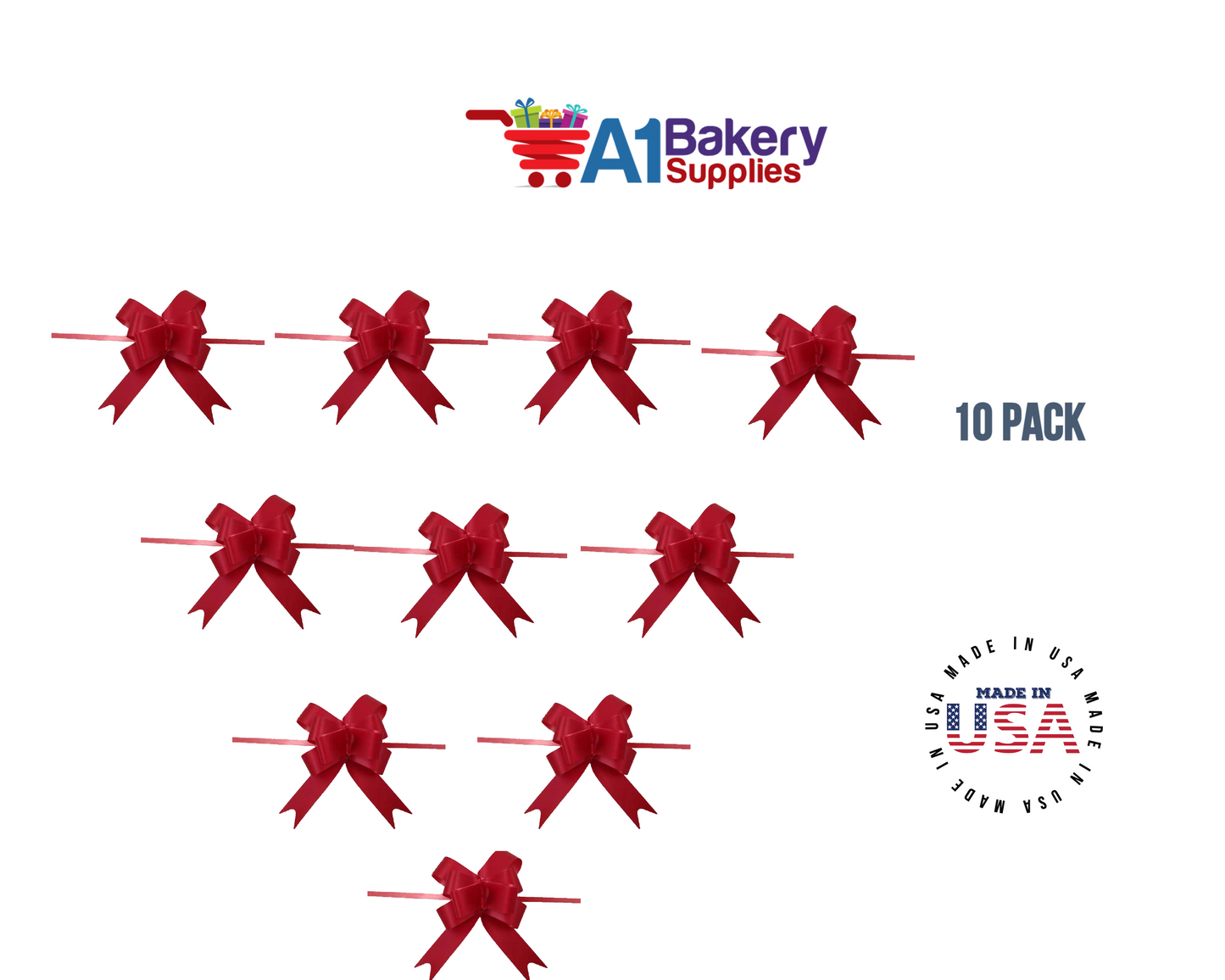 Hot Red 4" Butterfly pull bows of 10 Pack by A1 Bakery supplies