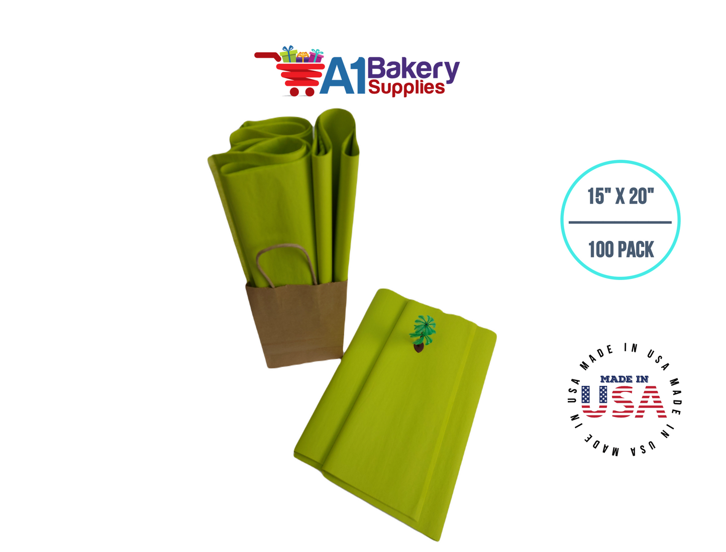 Citrus green Tissue Paper 15 Inch x 20 Inch - 100 Sheets