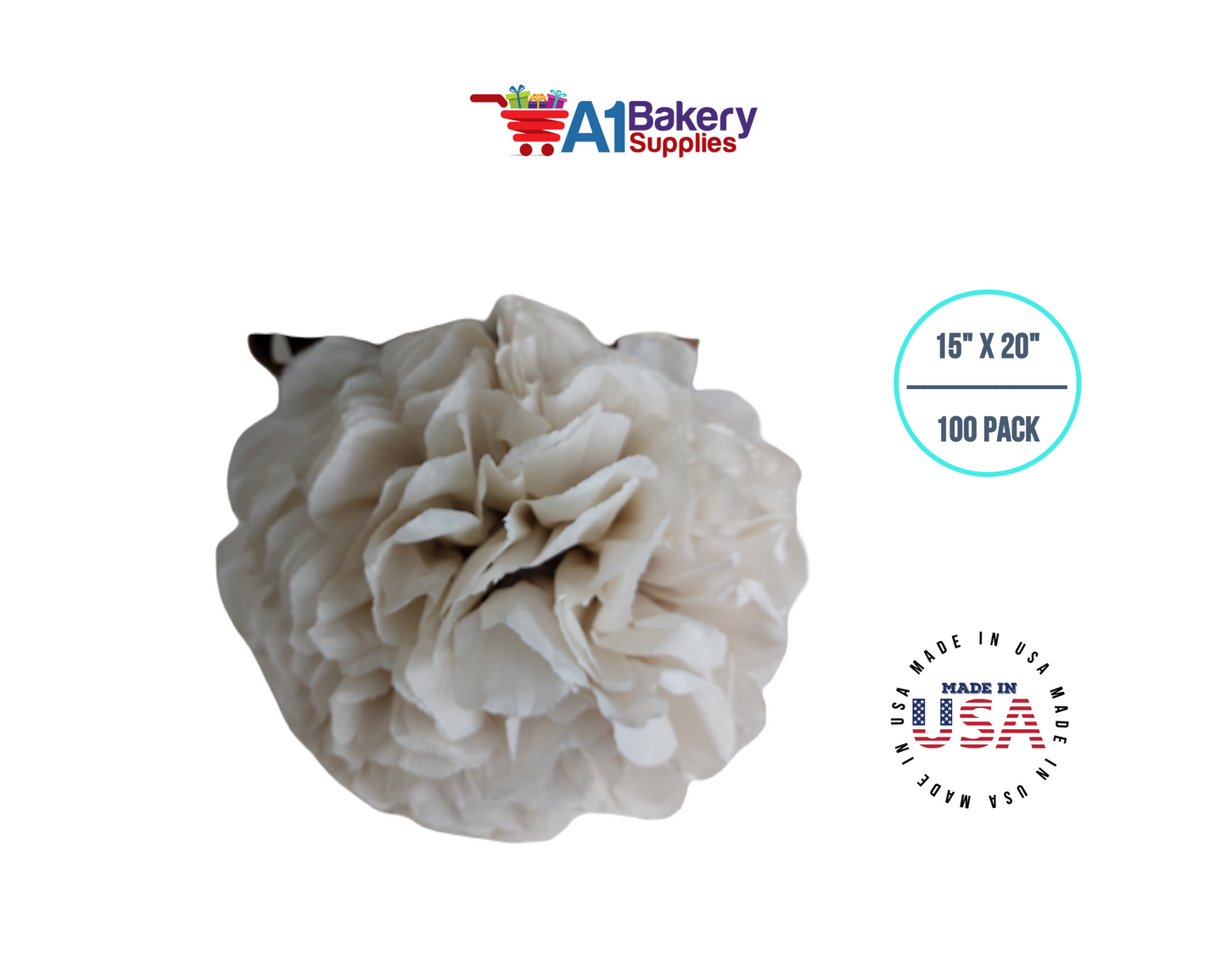 OatMeal Tissue Paper Squares, Bulk 100 Sheets, Premium Gift Wrap and Art Supplies for Birthdays, Holidays, or Presents by A1BakerySupplies, Large 15 Inch x 20 Inch