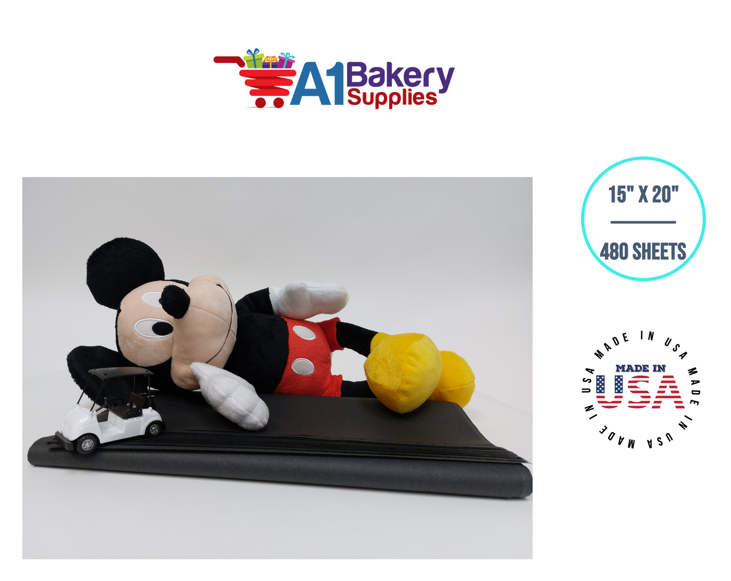 Black Color Tissue Paper 15 Inch x 20 Inch  - 480 Sheets