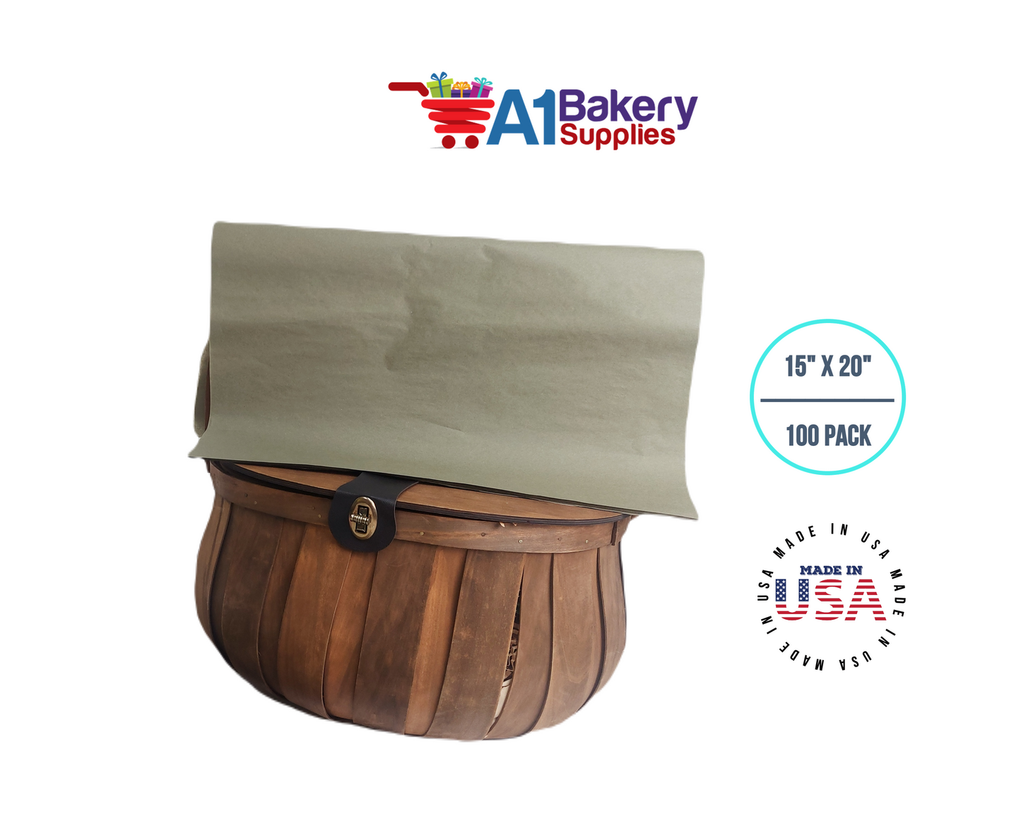 Tapestry Green Tissue Paper Squares, Bulk 100 Sheets, Premium Gift Wrap and Art Supplies for Birthdays, Holidays, or Presents by A1BakerySupplies, Medium 15 Inch x 20 Inch