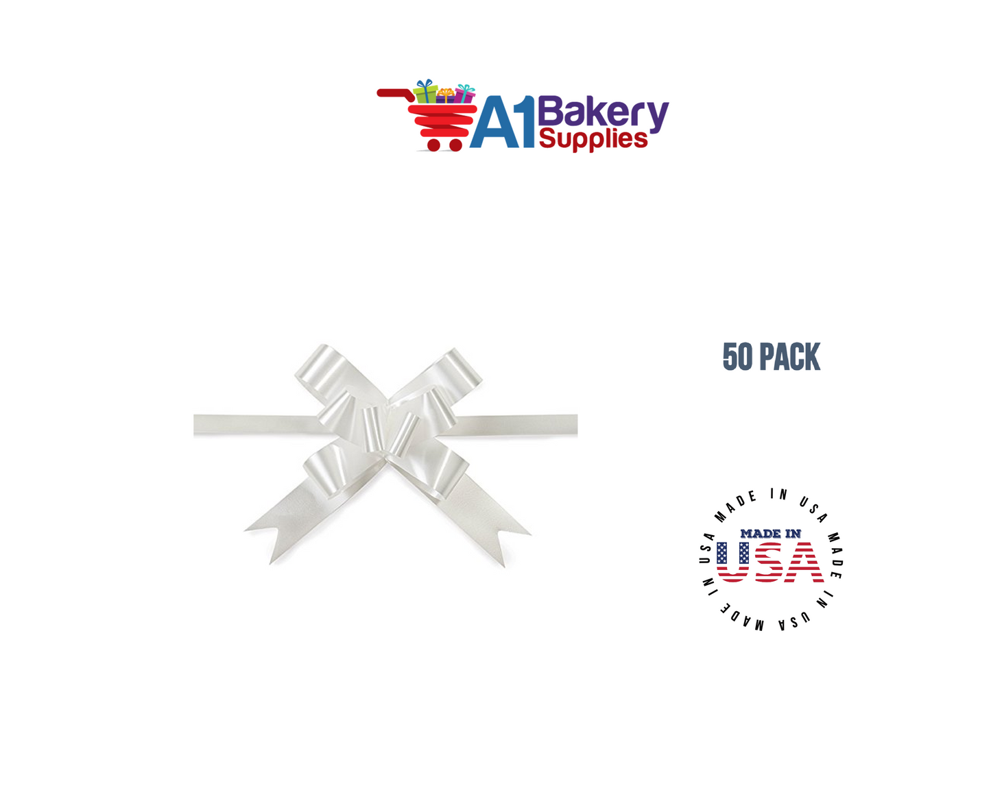 White 4" Butterfly pull bows of 50 Pack by A1 Bakery supplies