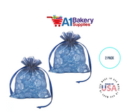 Navy Blue Organza Fabric Gift Bags – Pack of 2 with Size 22.5 x 25 inch by A1 Bakery Supplies
