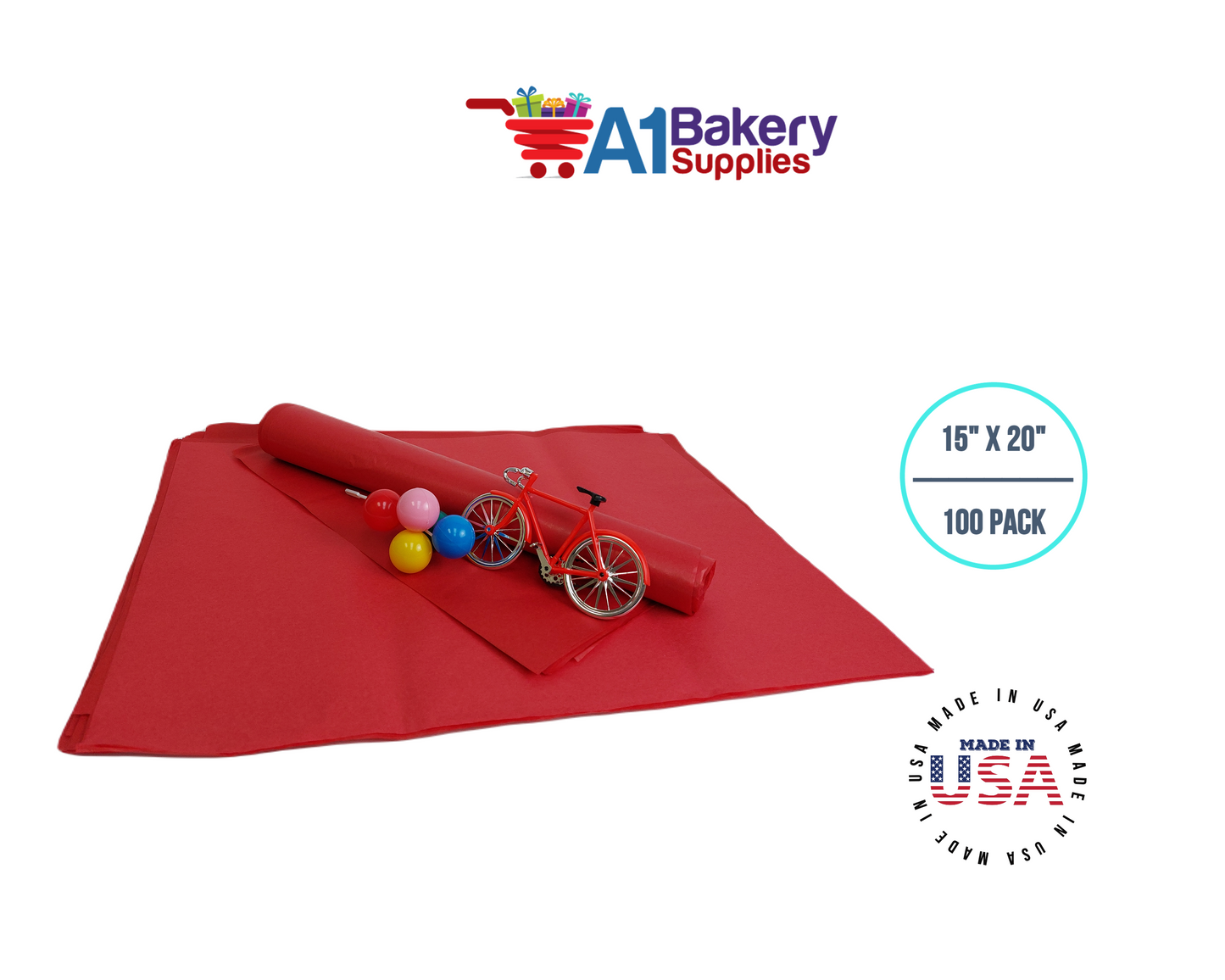 Red Tissue Paper 15 Inch x 20 Inch - 100 Sheets