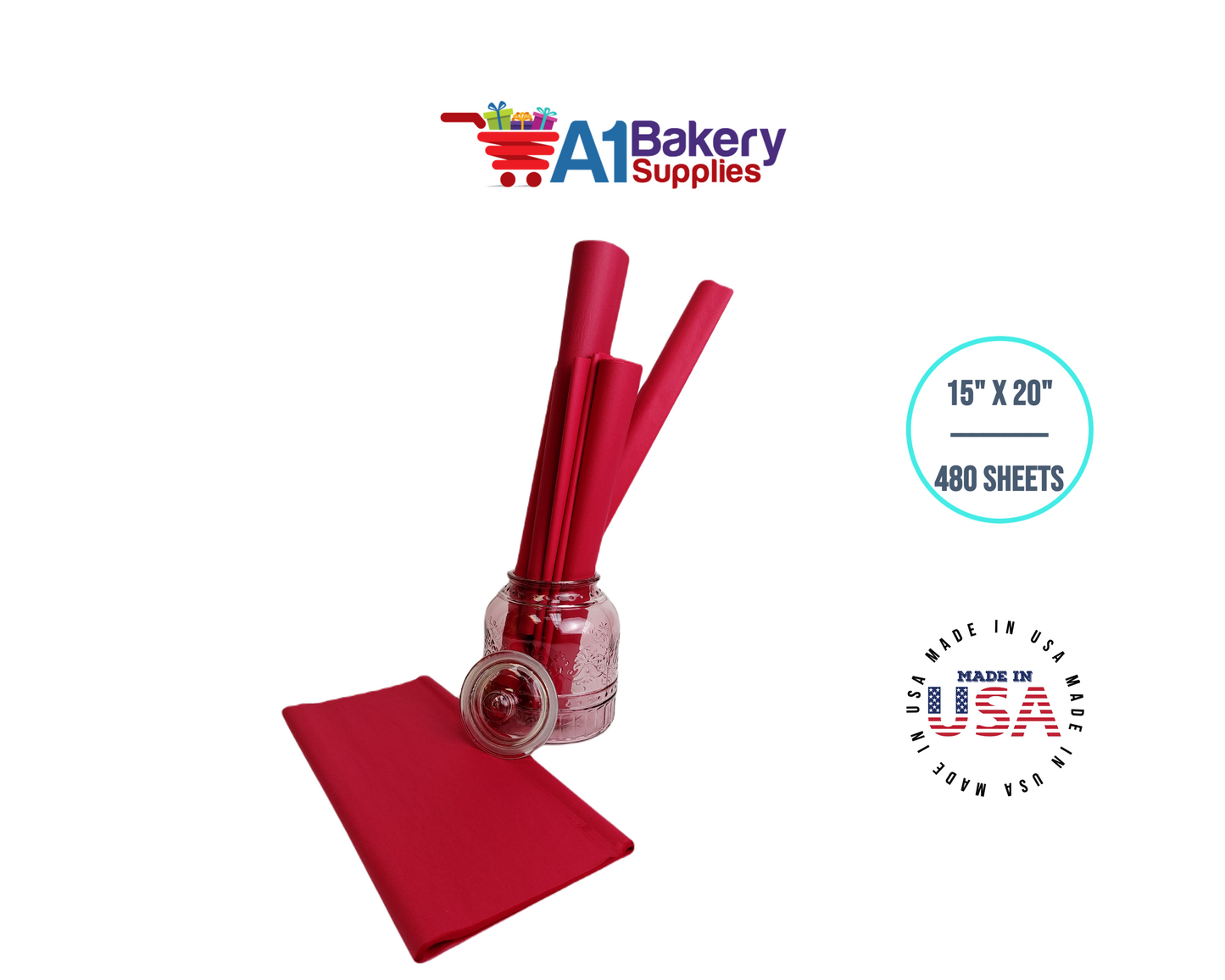 Cranberry Color Tissue Paper 15 Inch x 20 Inch - 480 Sheets