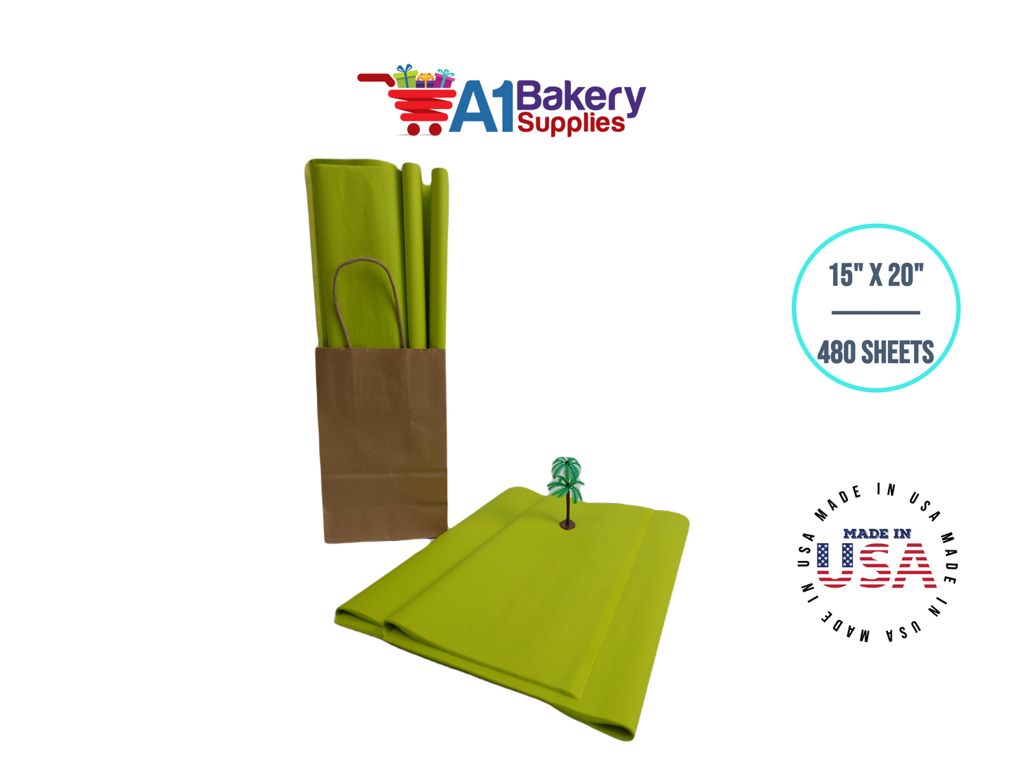 Citrus green Color Tissue Paper 15 Inch x 20 Inch - 480 Sheets