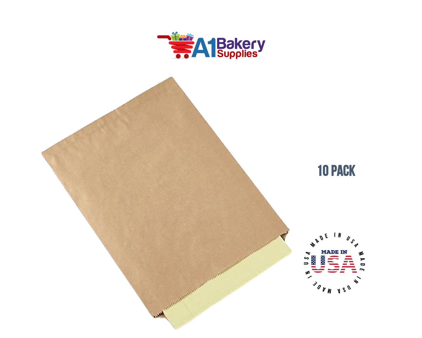 Kraft Brown Flat Paper Merchandise Bags 10 pack by A1 bakery supplies (16x24)