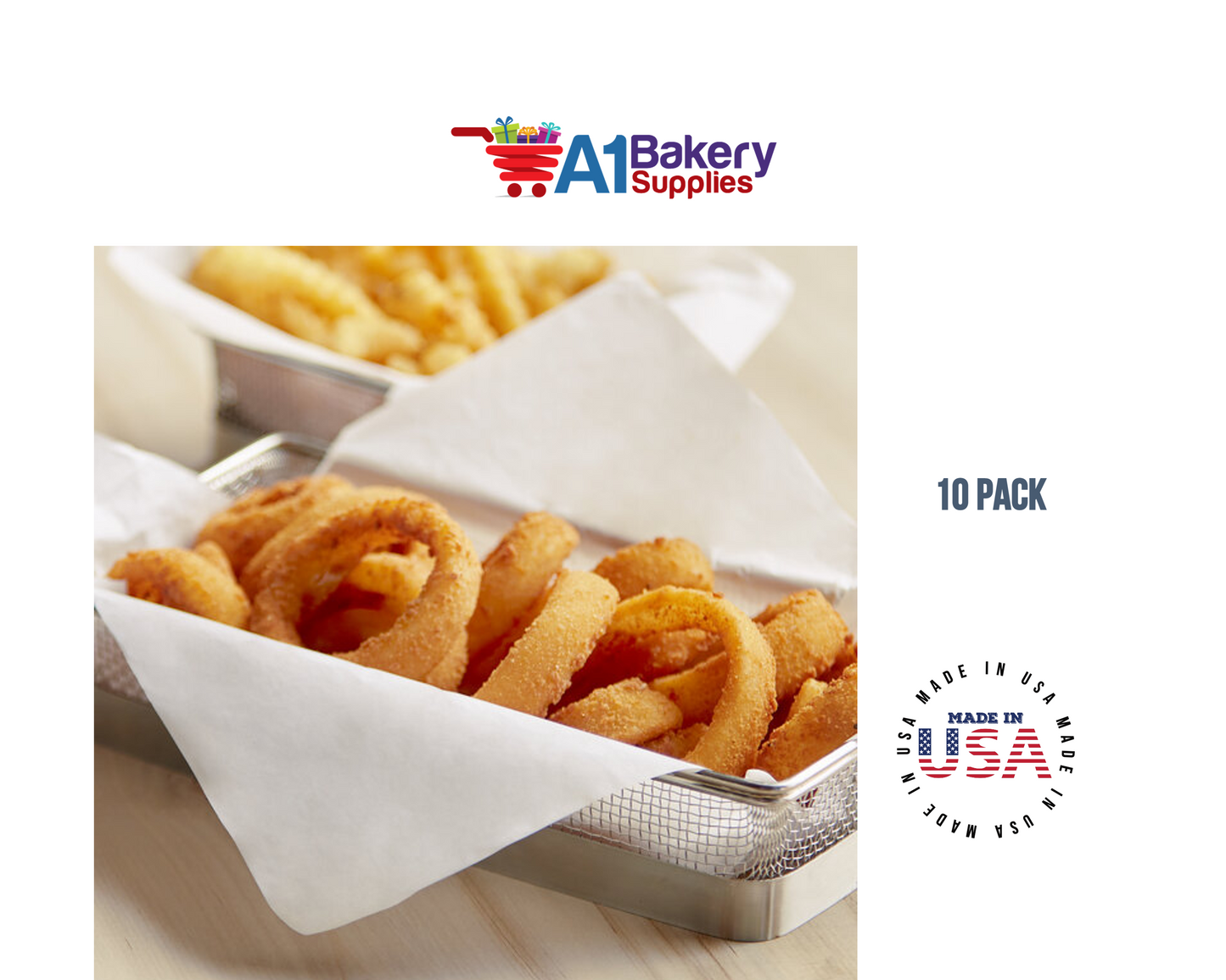 Deli Sandwich Wraps Basket Liners and Food Wrapping Liner Papers by A1 Bakery supplies of 10 pack (White)