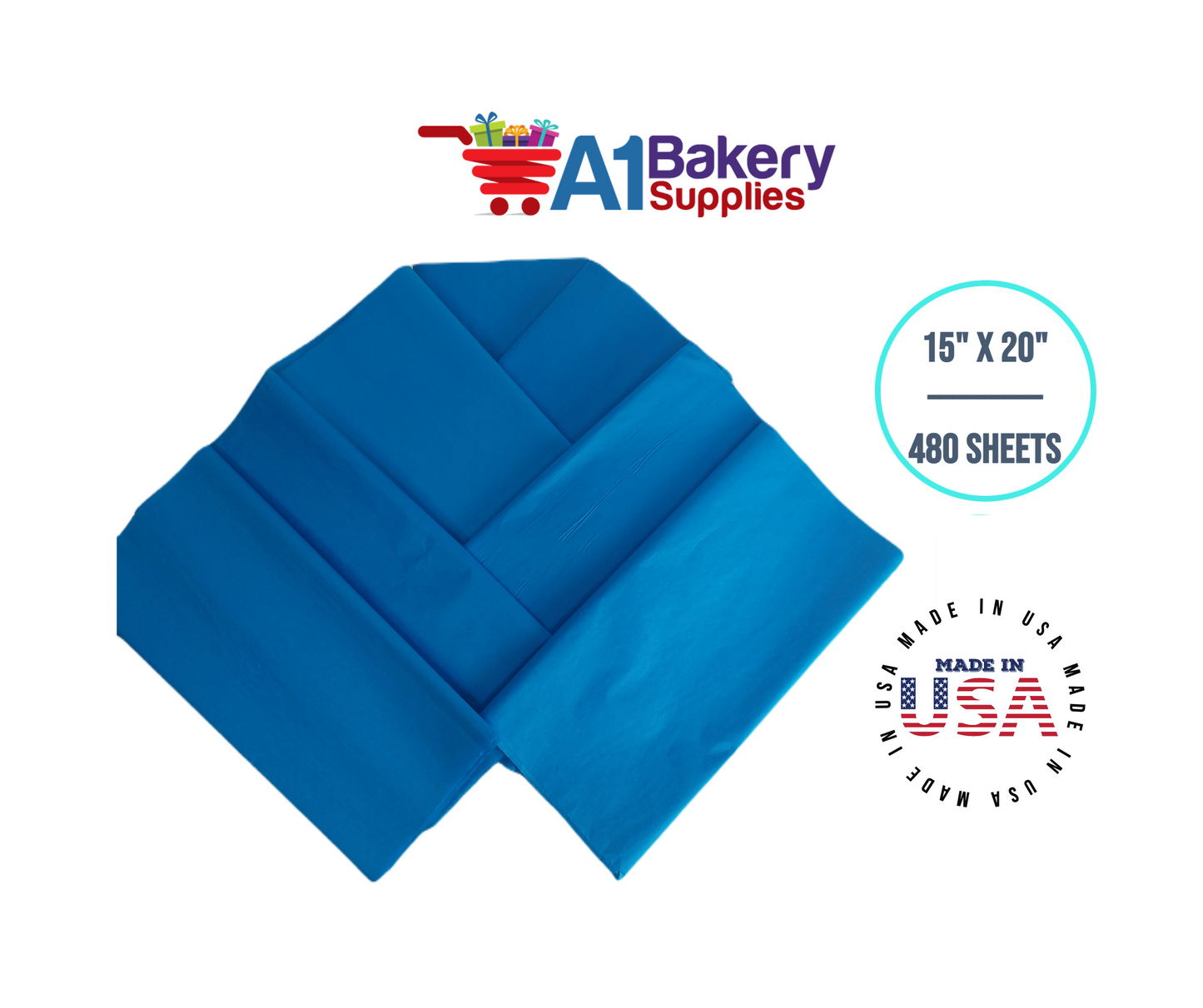 Brilliant Blue Color Tissue Paper 15 Inch x 20 Inch - 480 Sheets