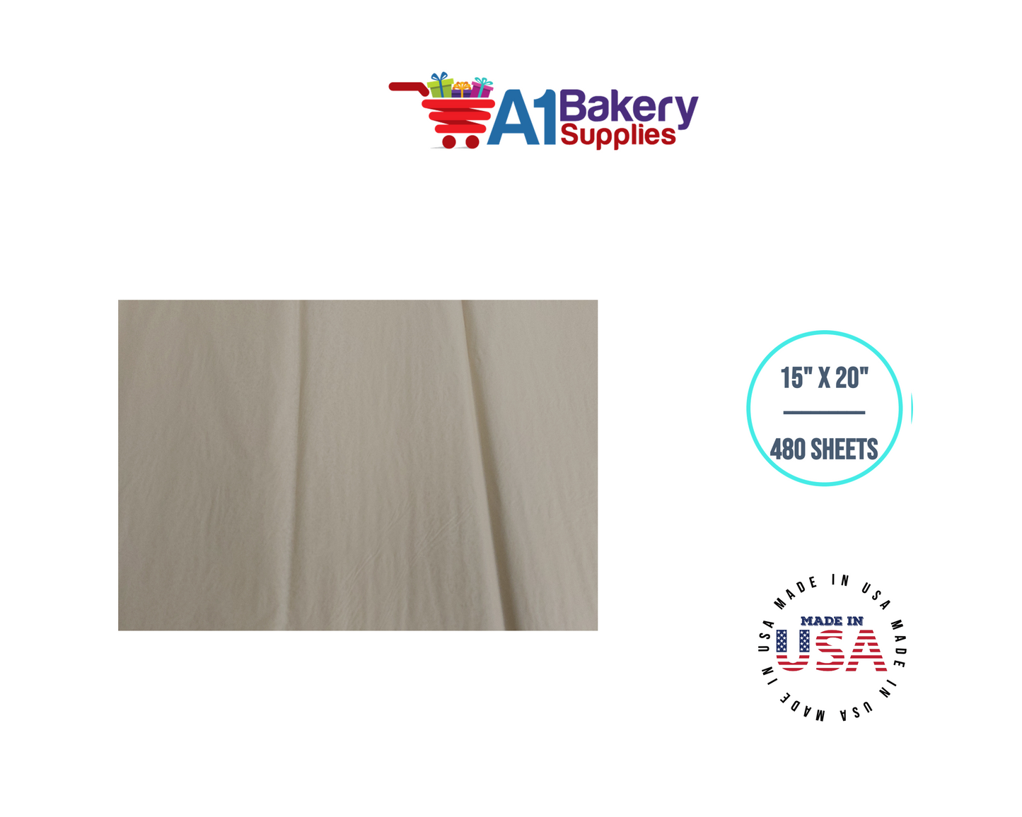 Parchment Tissue Paper Squares, Bulk 480 Sheets, Premium Gift Wrap and Art Supplies for Birthdays, Holidays, or Presents by A1BakerySupplies, Large 15 Inch x 20 Inch