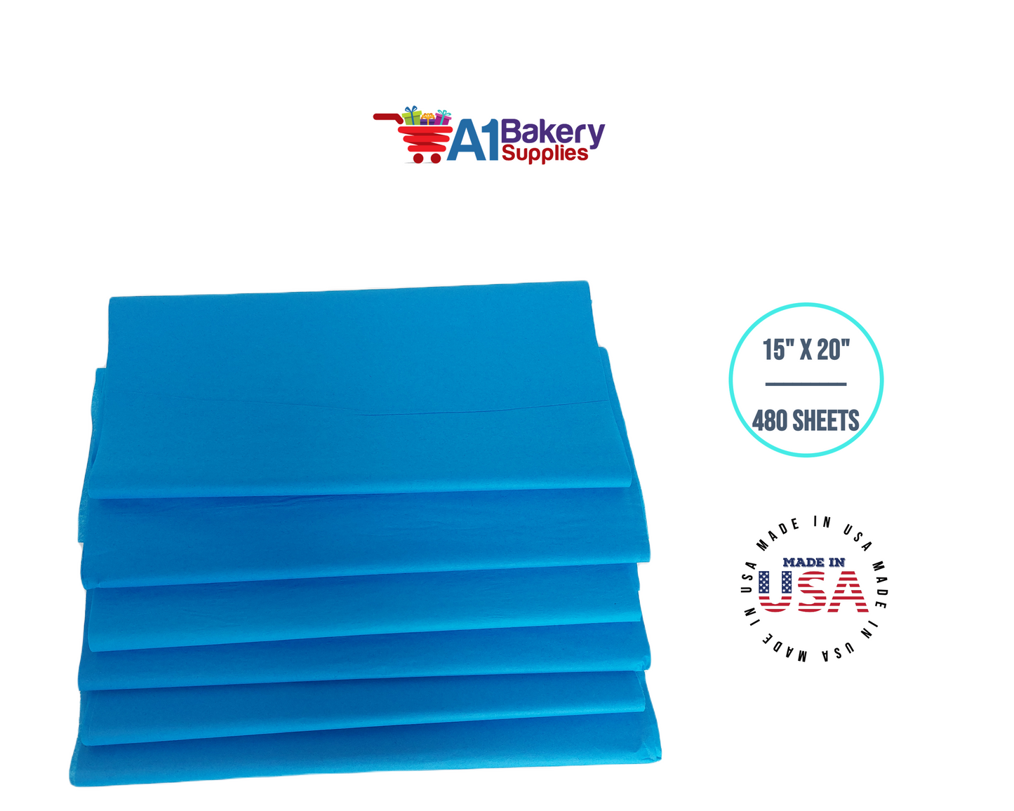 Brilliant Blue Color Tissue Paper 15 Inch x 20 Inch - 480 Sheets