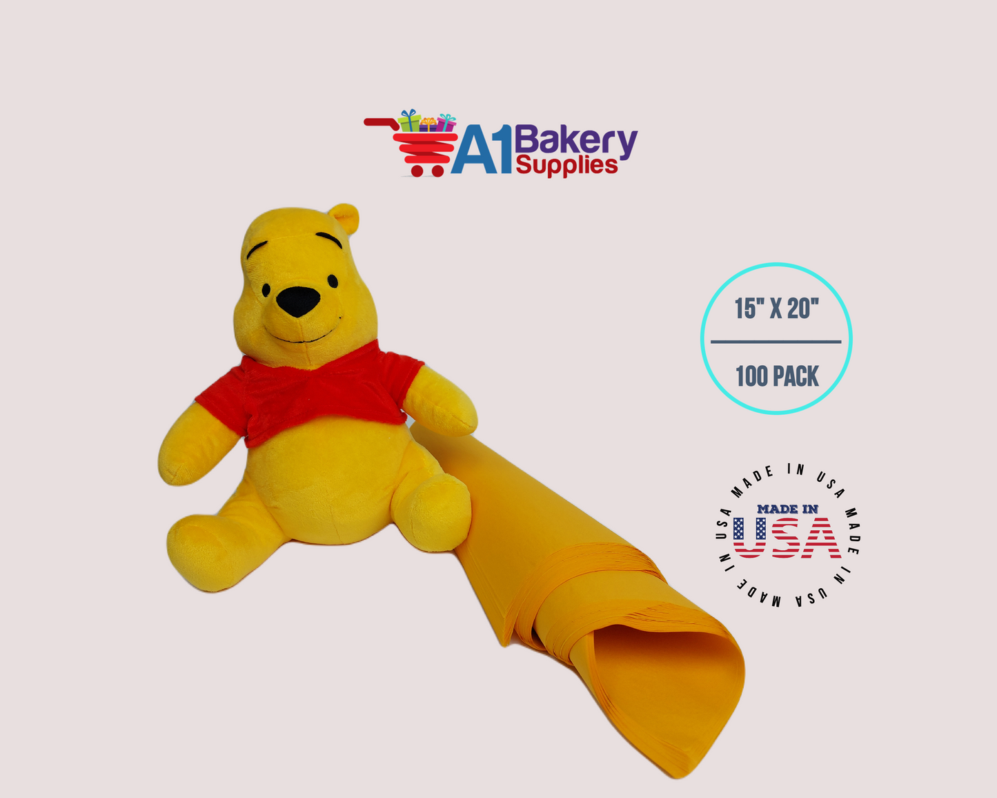 Goldenrod Tissue Paper Squares, Bulk 100 Sheets, Premium Gift Wrap and Art Supplies for Birthdays, Holidays, or Presents by A1BakerySupplies, Medium 15 Inch x 20 Inch