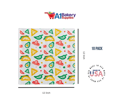 Deli Sandwich Wraps Basket Liners and Food Wrapping Liner Papers by A1 Bakery Supplies of 10 pack (Mexican Print)