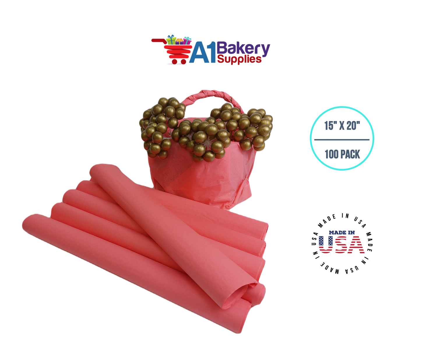 Coral Pink Color Gift Wrap Tissue Paper