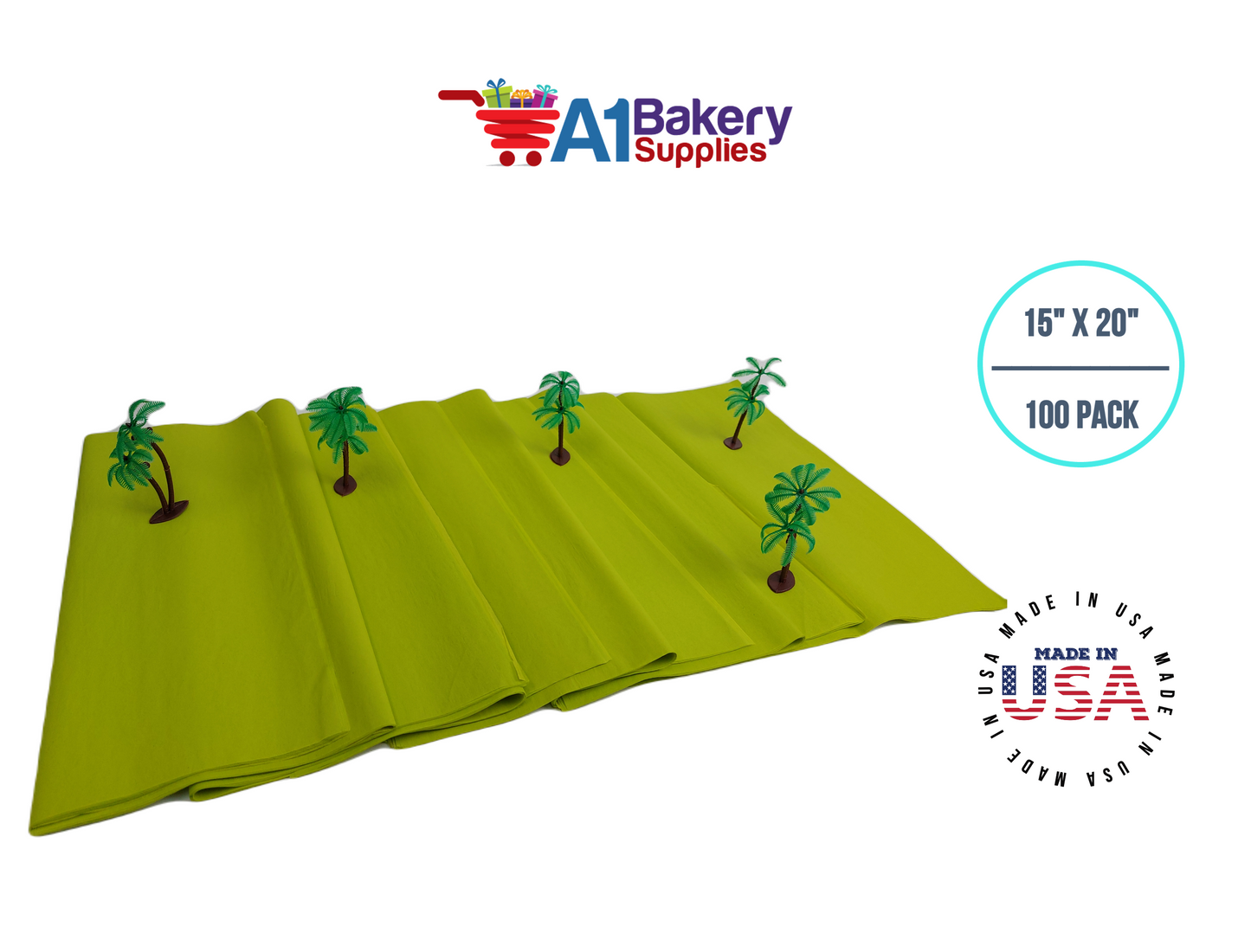 Citrus green Tissue Paper 15 Inch x 20 Inch - 100 Sheets